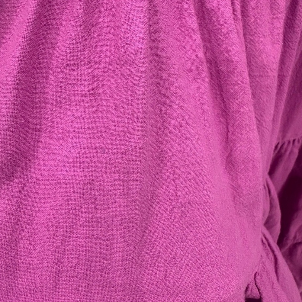 Vintage Fuchsia Color me Cotton orchid pink tiered boho Maxi Skirt, Large - Picture 5 of 6